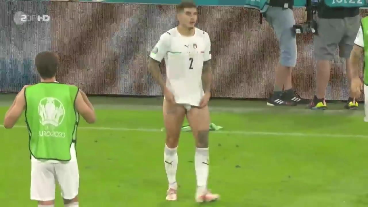 Italian football players celebrating without pants