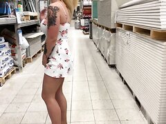her task is to piss on the store and masturbate