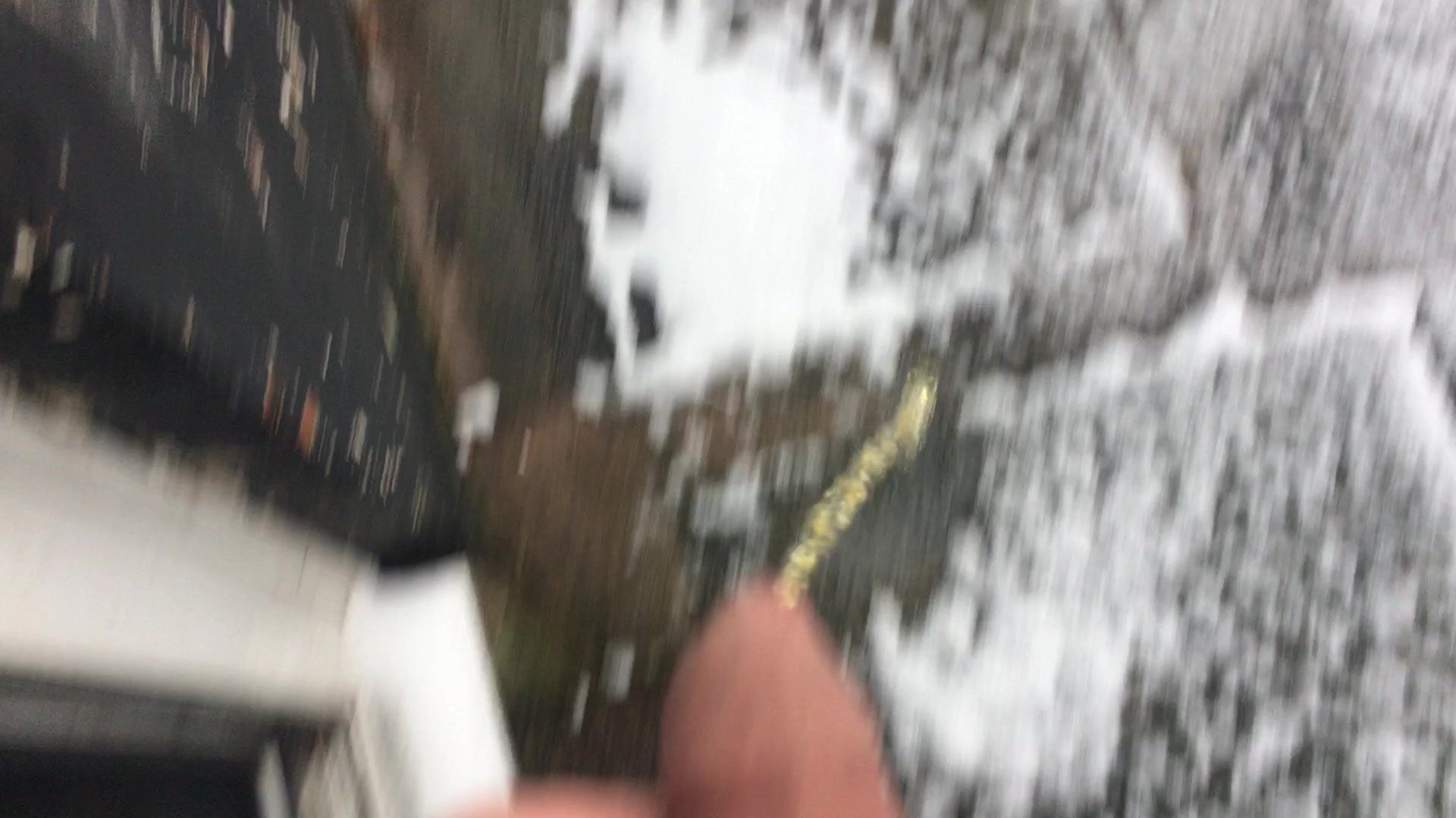 Having piss in the snow from my back door