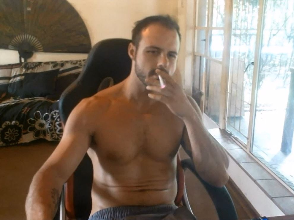 Sexy muscular smoker