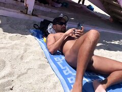 Tan Latin Daddy Nude at the Beach