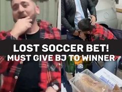 LOST SOCCER BET! Must give BJ to latin winner