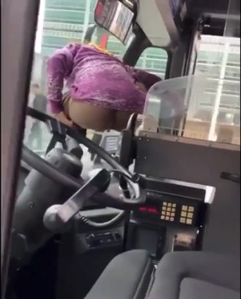 Woman pisses in public bus