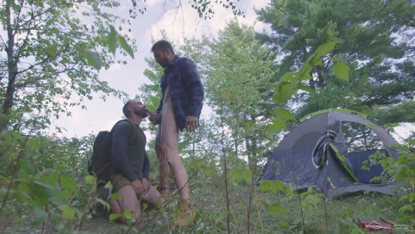Hiker hooks up with guy camping in woods and fucks