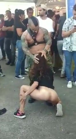 woman getting throat fucked in public