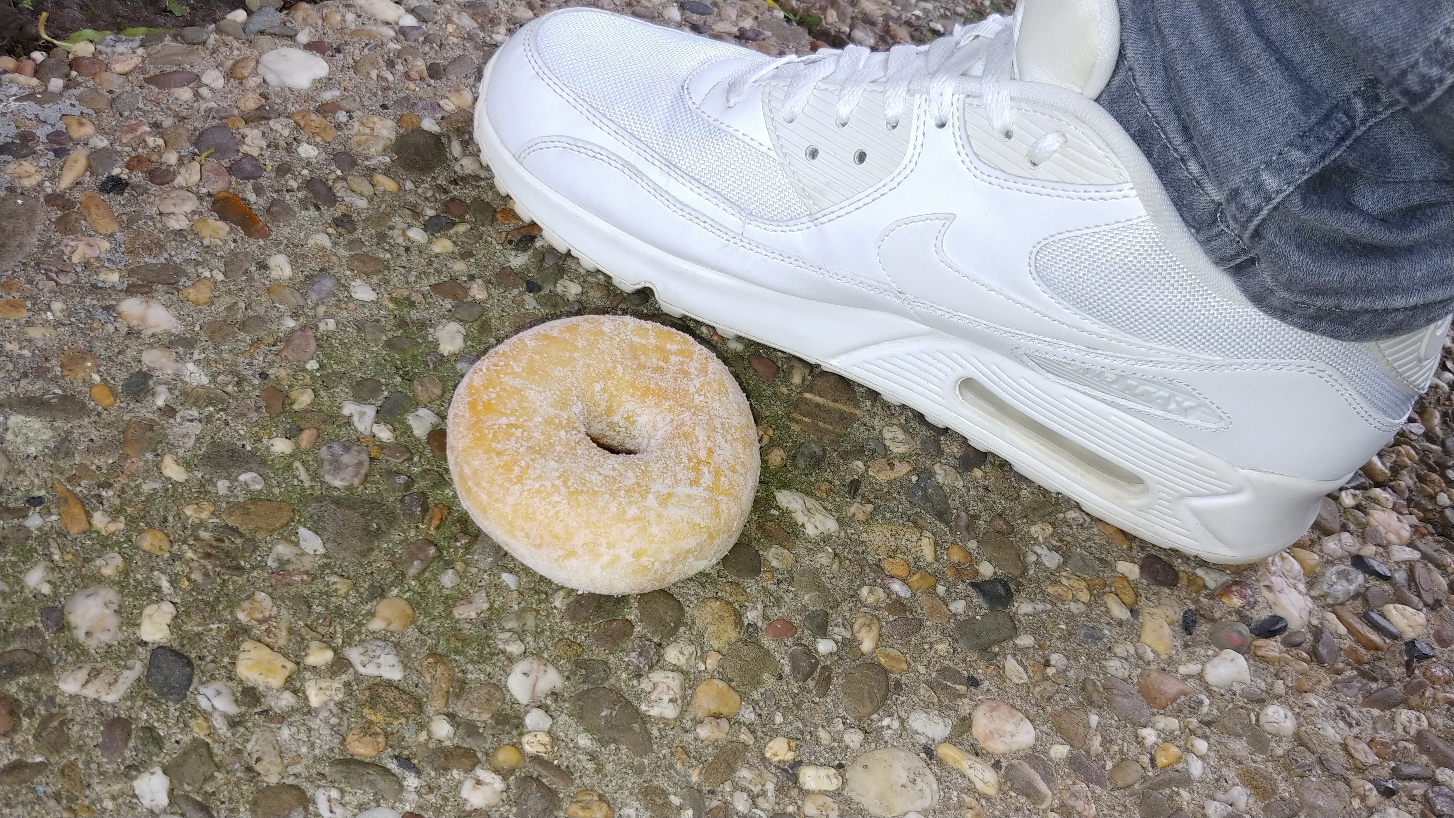 Brutally stomping on a donut
