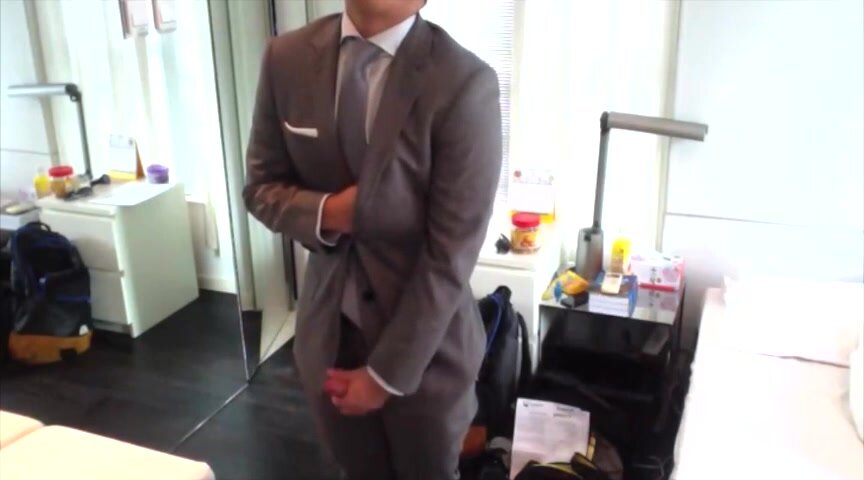 Suit Asian Guy Cums