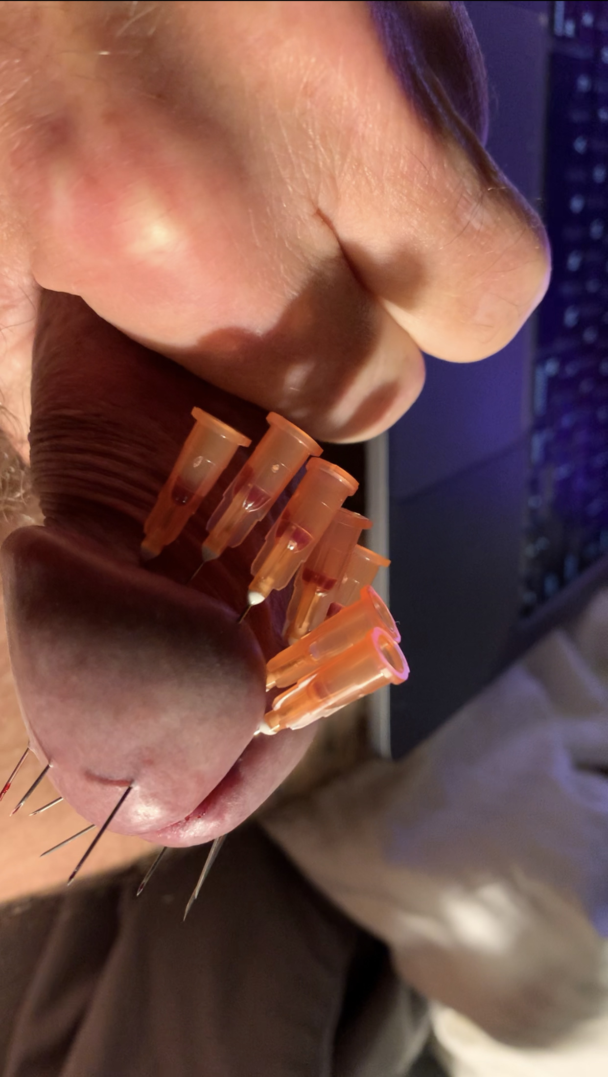 First time needles in my cock