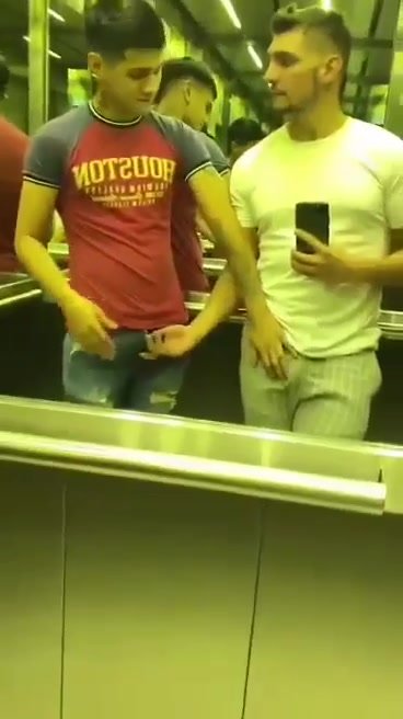 Two Naughty guys having fun in the Elevator