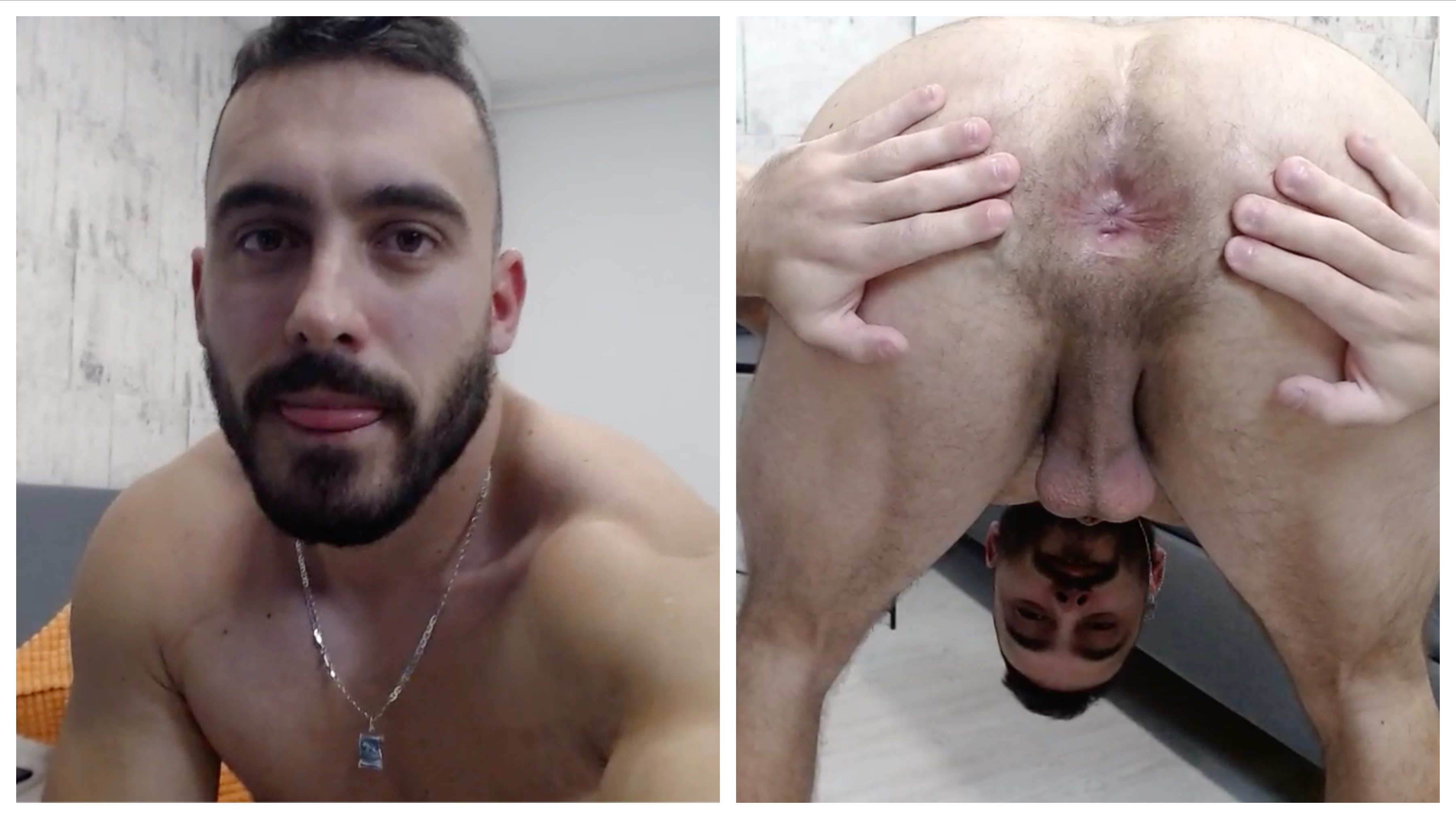 Handsome str8 man spreads his ripe hole