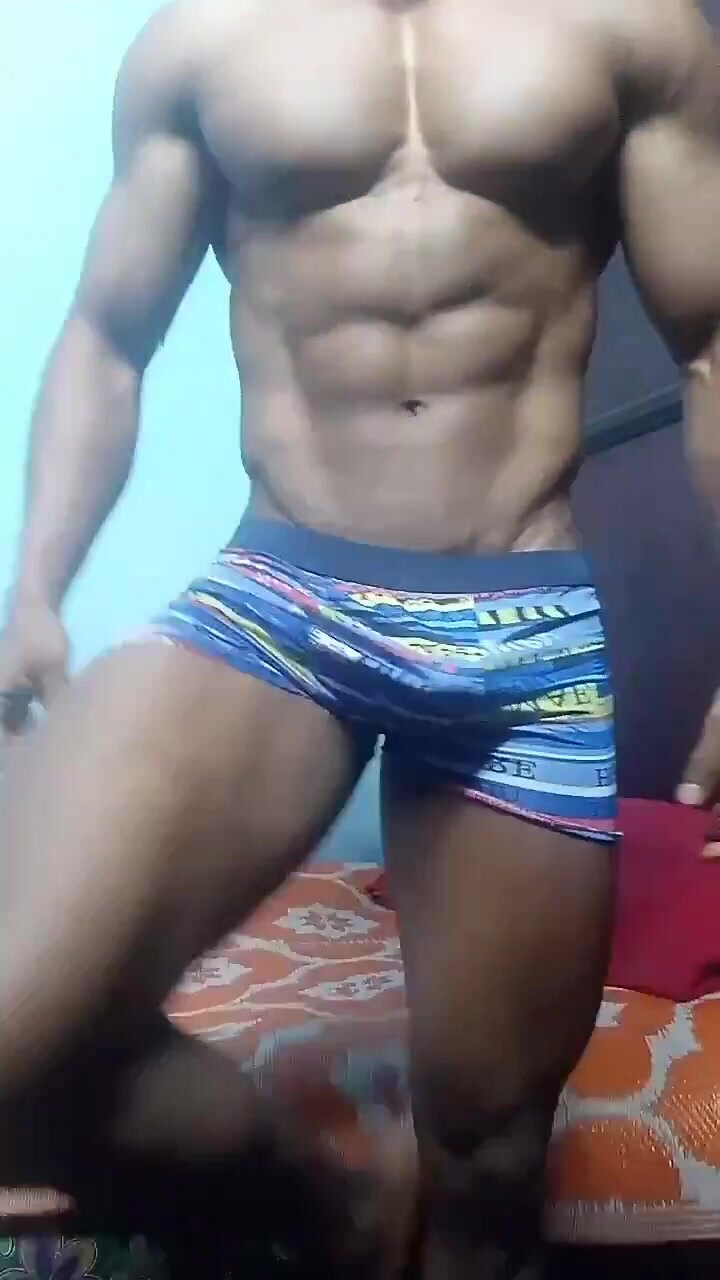 Gay Desi muscle stud jerking off