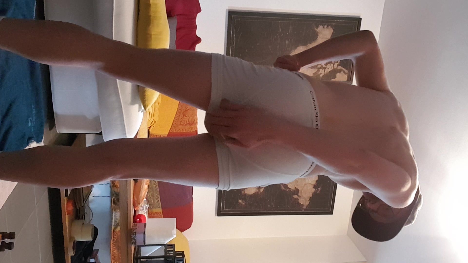 Quick shit in my white CK boxer