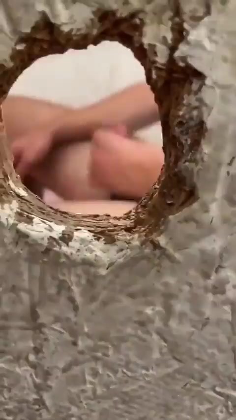 Thick dick over a bathroom hole