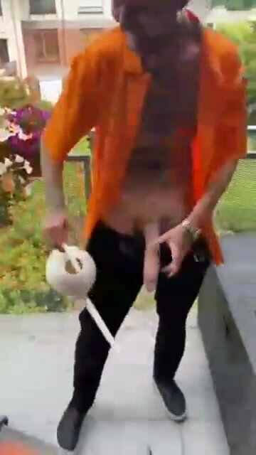 Showing off his water hose
