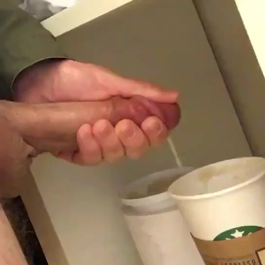 Starbucks barista adds extra milk from his cock