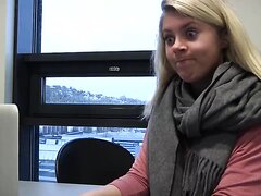 Blonde wets her pants in office - staged