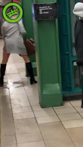 Nasty Drunk Girl Pisses on Subway