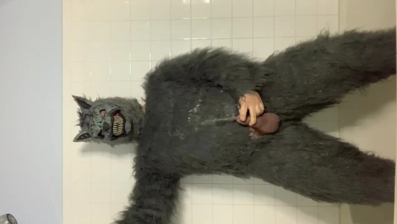 Pissing on myself in werewolf bodysuit - ThisVid.com