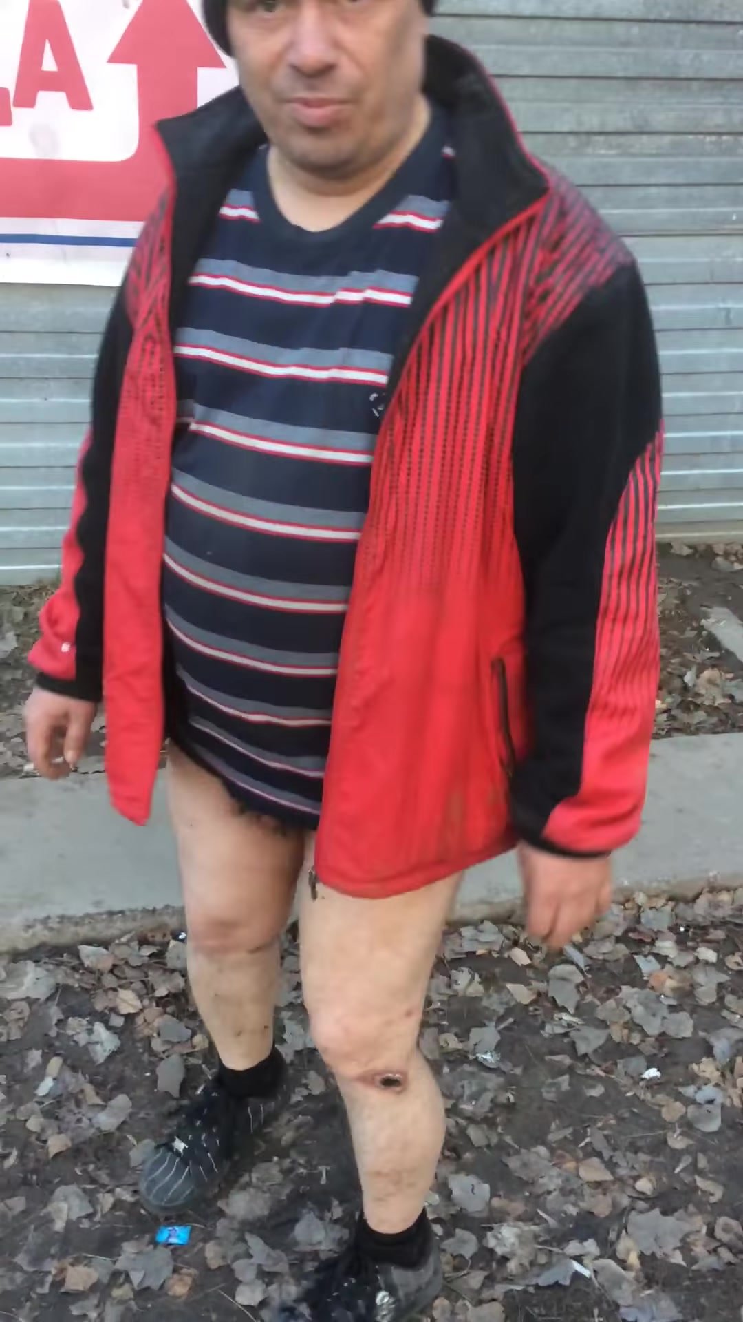 Russian guy without pants on the street
