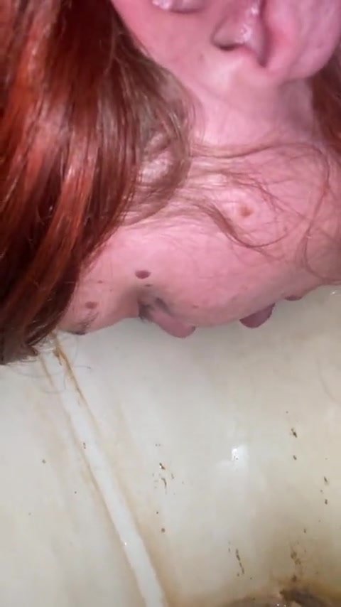 Dirty toilet brush in mouth then in pussy