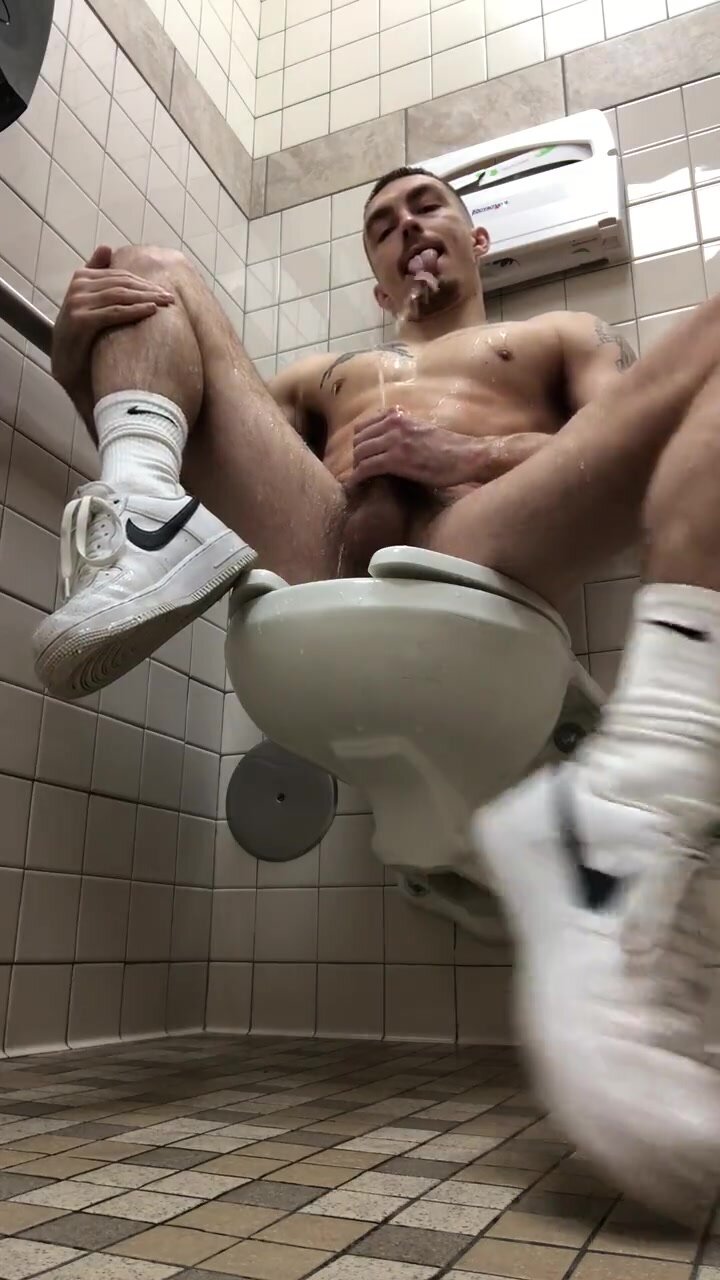 Hot public restroom piss pig