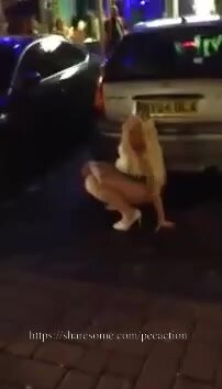 Drunk girl caught peeing -