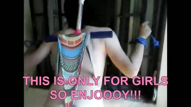 Girl Mocks guy in hanging wedgie