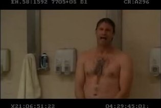 Naked man is interrupted while bathing