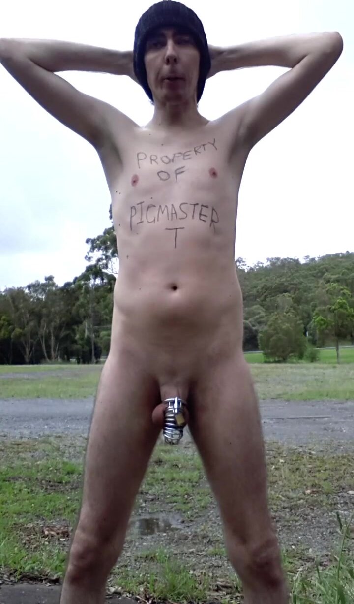 Pig Boy JJ submits, strips naked in public!
