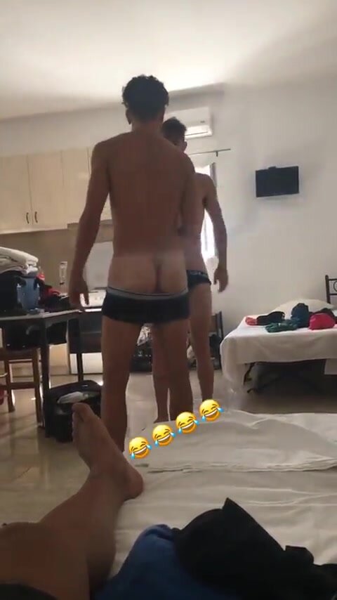 Young italian footballers on holiday spanking ass game