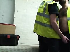 two cubs in construction gear get horny and fuck
