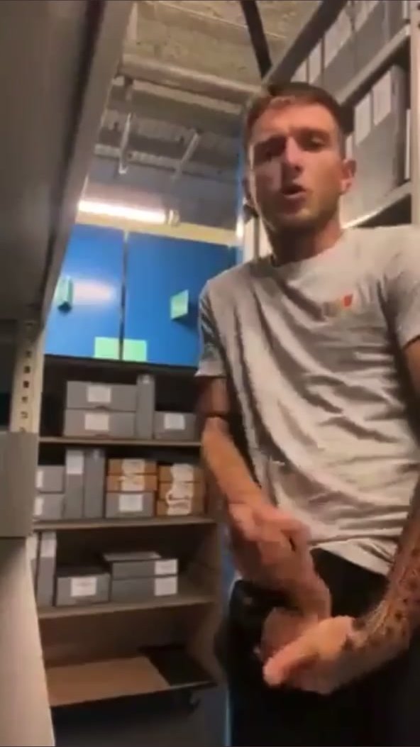 Sexy Pierced Dick Employee Blows & Eats Load on Job!