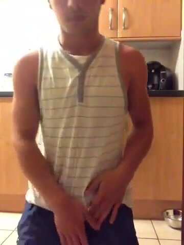 Twink jerking in kitchen