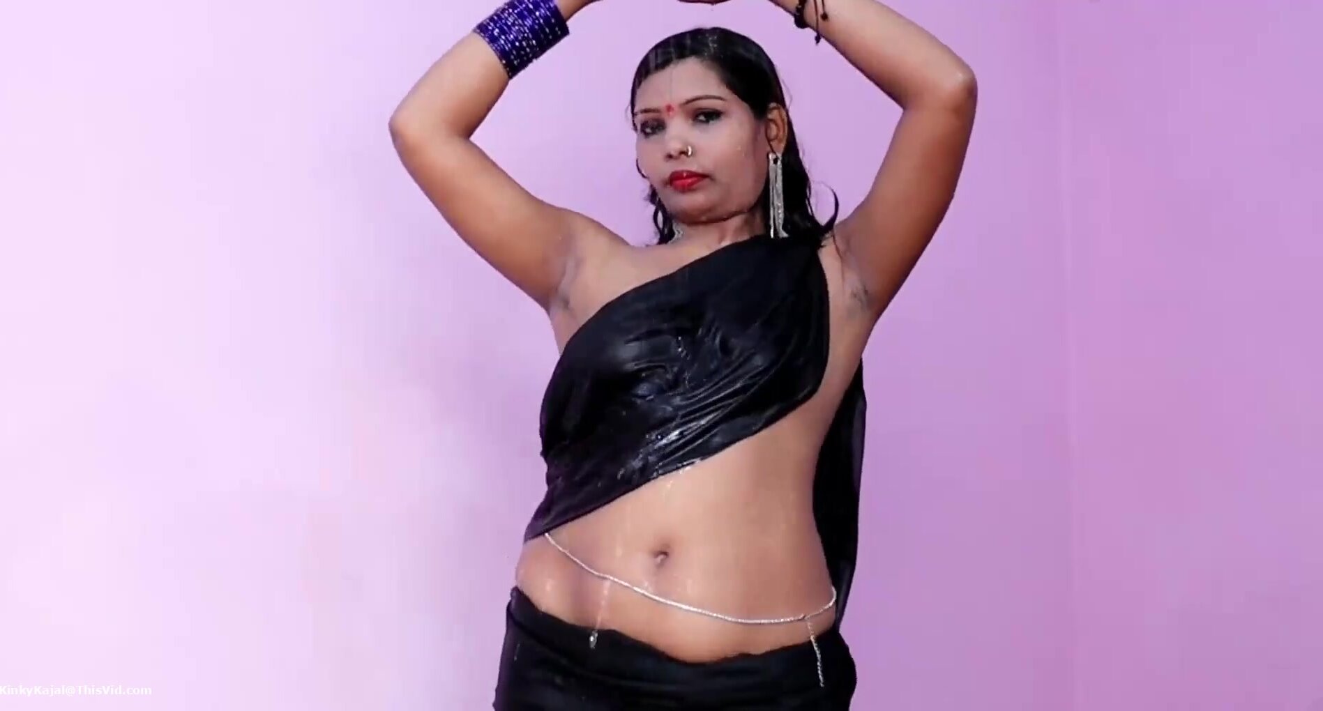 Sexy Indian lady Full Nude Bathing in Black Saree