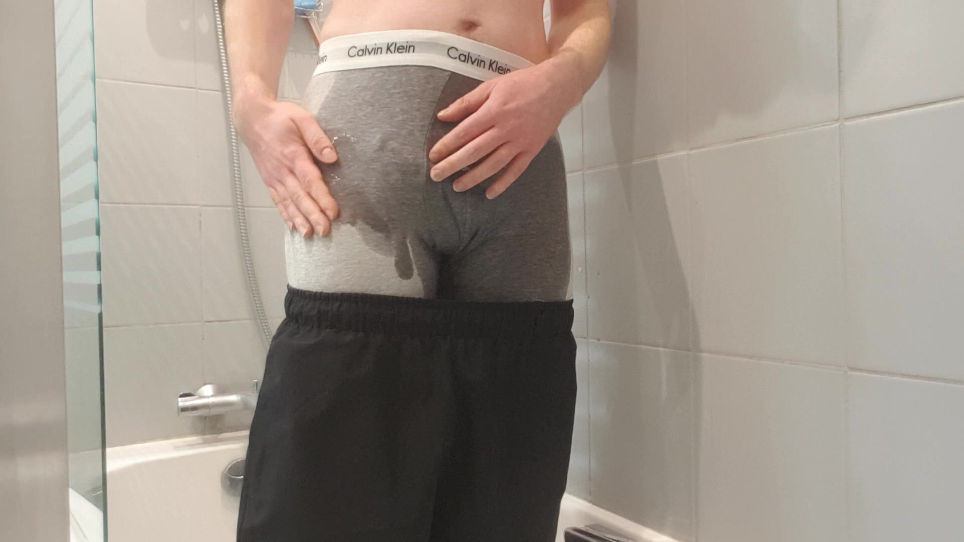 Continued pissing my underwear and trackies