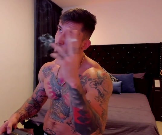 tatted muscle smoker - video 2