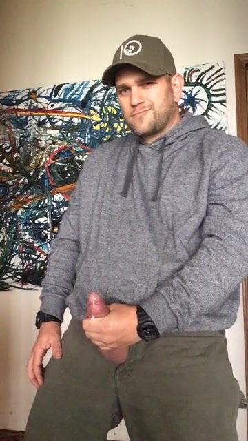 HUSKY HANDSOME BOY PULLS HIS DICK OUT OF HIS PANTS SO H