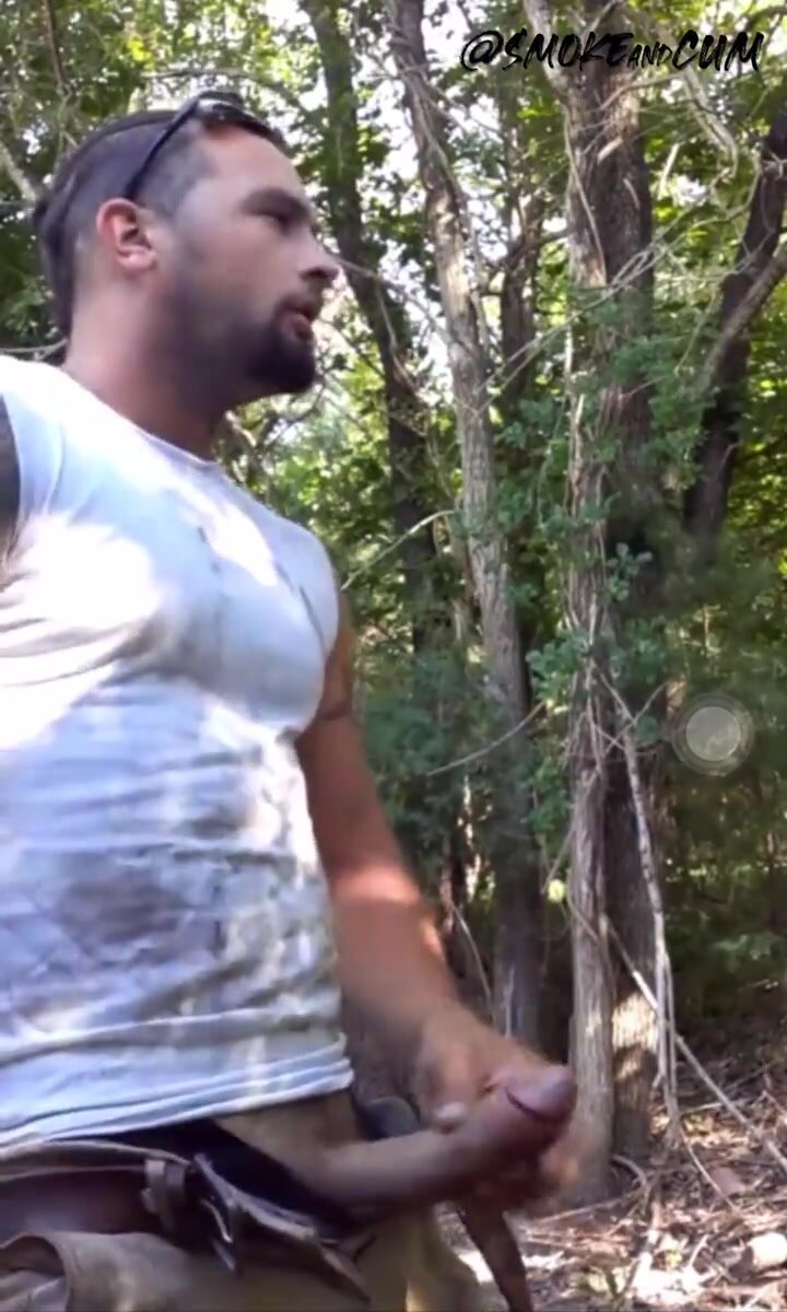 Dude releases smoker sperm in the woods