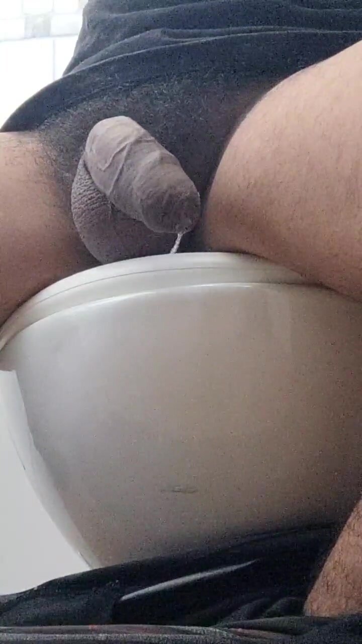 Latino Cock Drooling Precum on Toilet