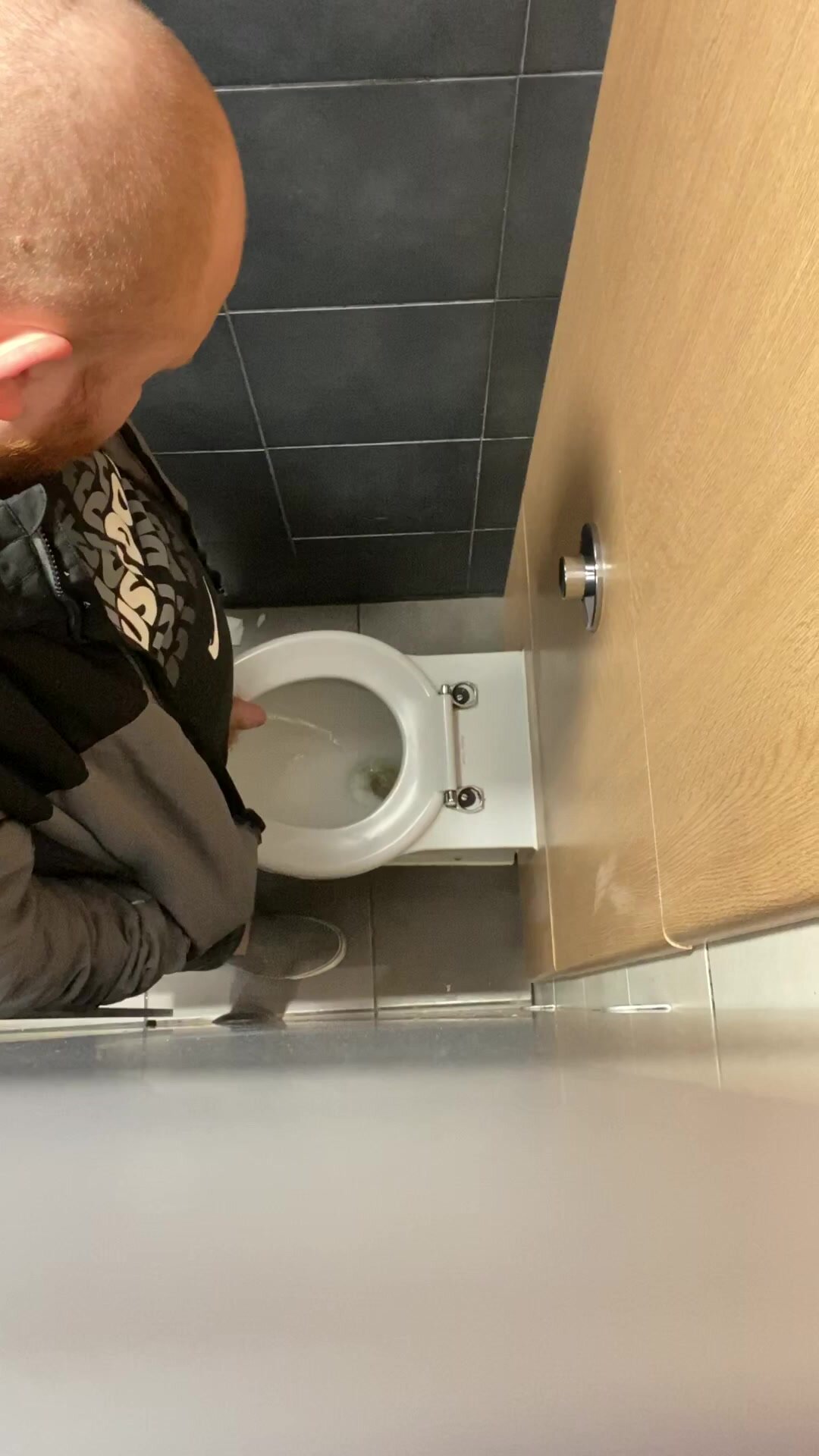 Spy on small uncut cock pissing