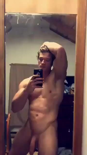 hung dude posing in mirror