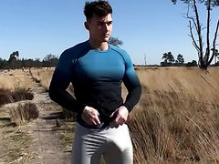 Dick outline in leggings outdoor