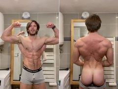 French muscle guy short flex