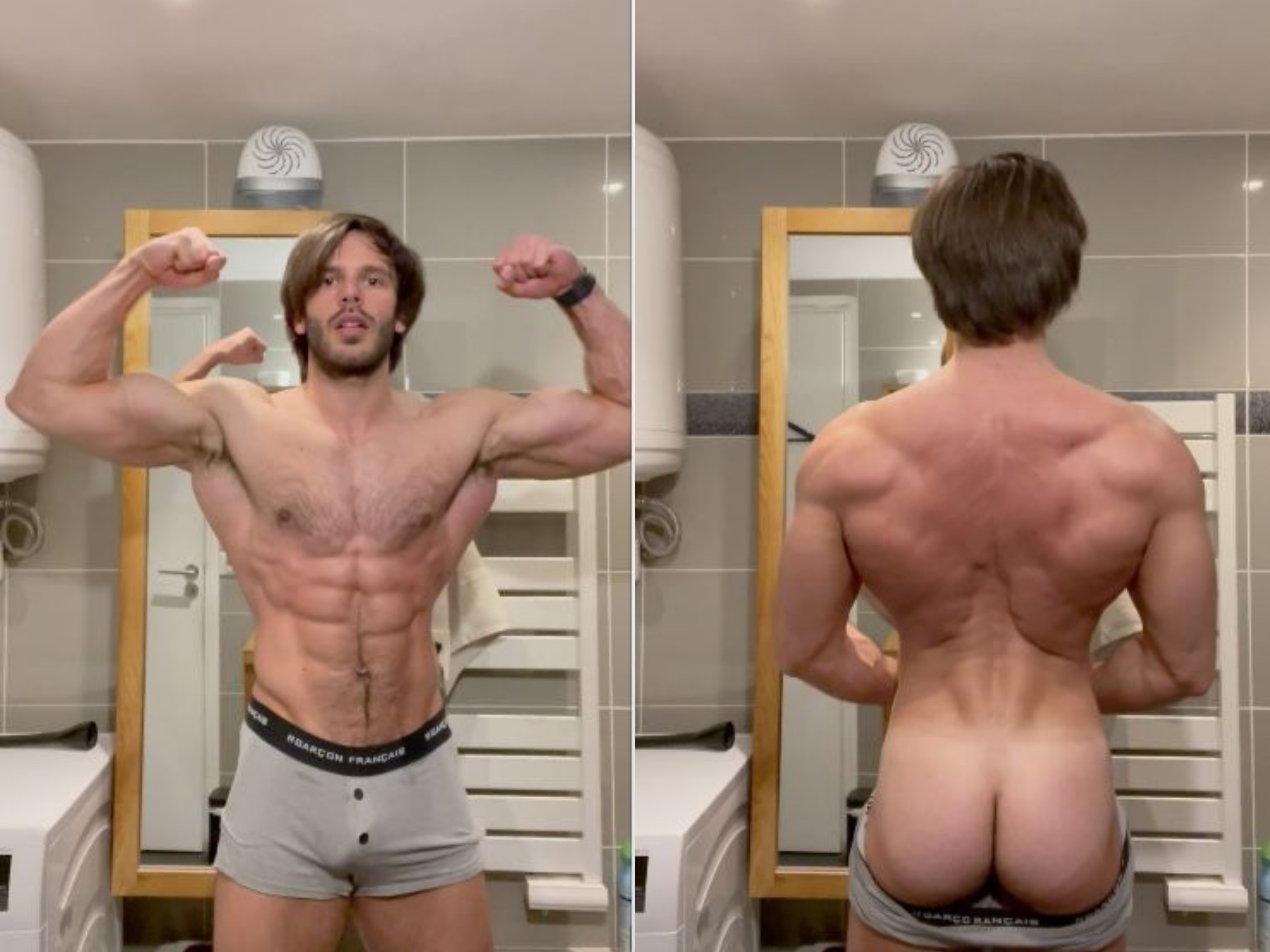 French muscle guy short flex