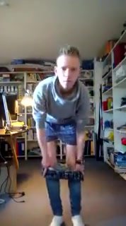 Guy strips with boner
