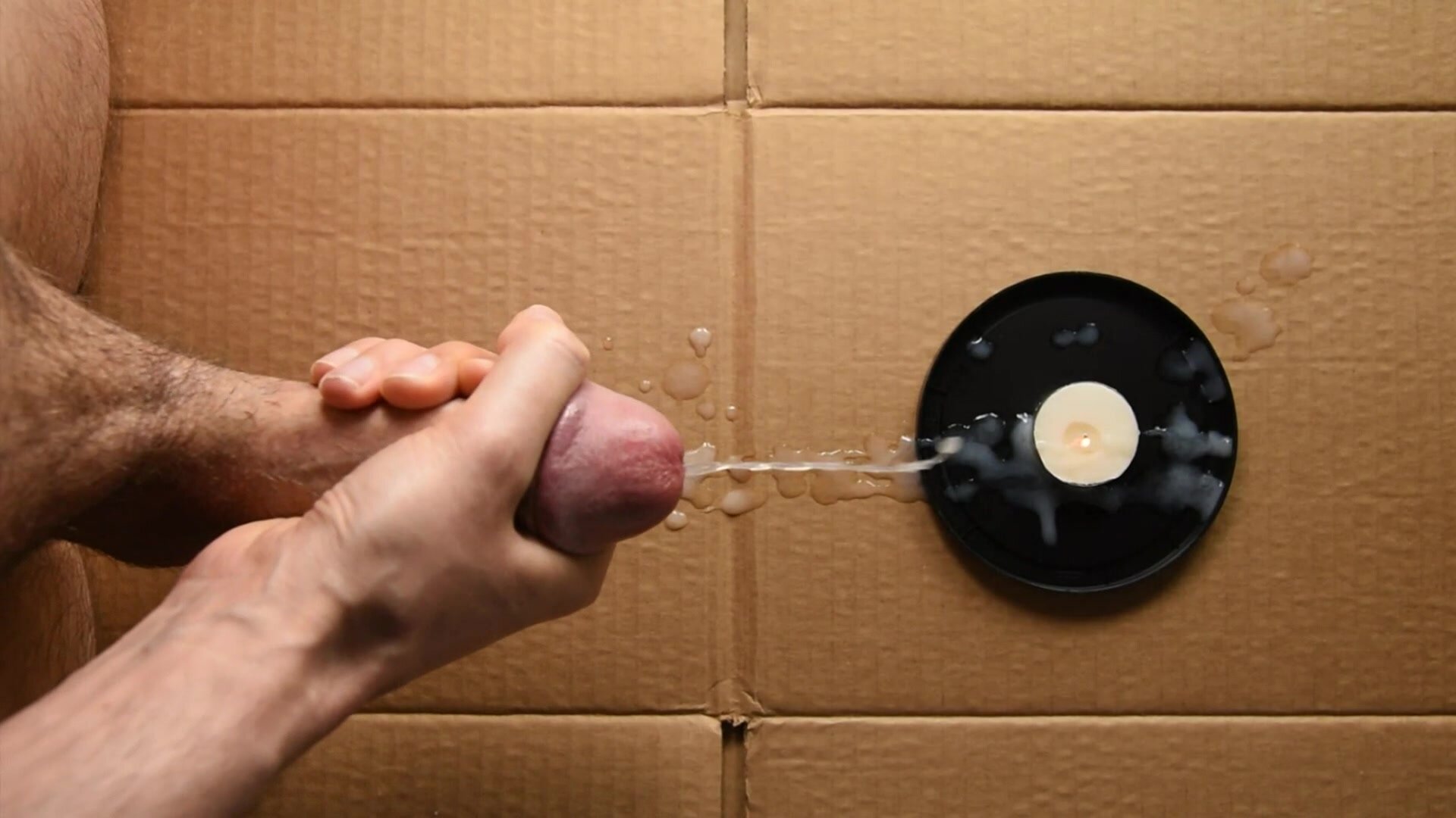 Cumming huge on a candle to extinguish it