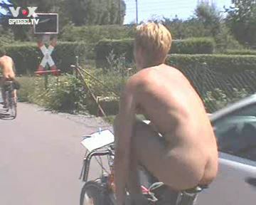 stripping off on a bike