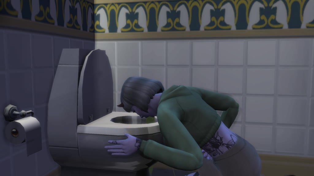 She just eating too much (Sims 4 puking)