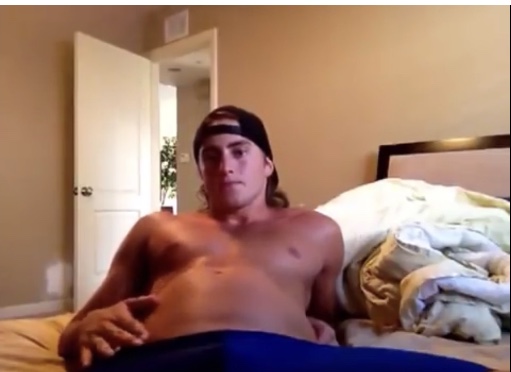 Cute guy moans with big bloated belly