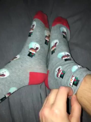 Socked smelly feet